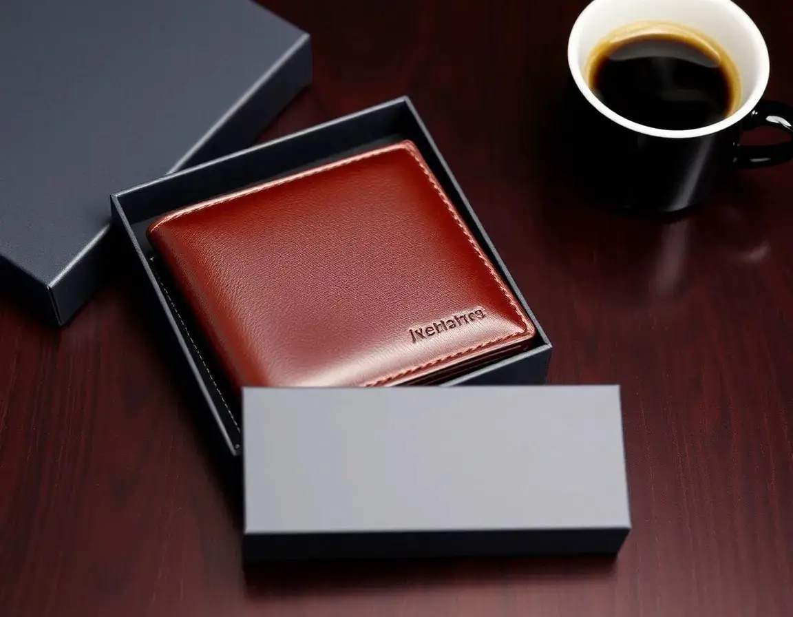 Portefeuille Pliant en Cuir Véritable pour Homme