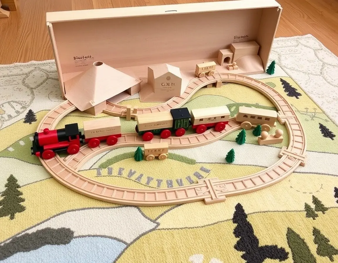 Circuit de train en bois classique
