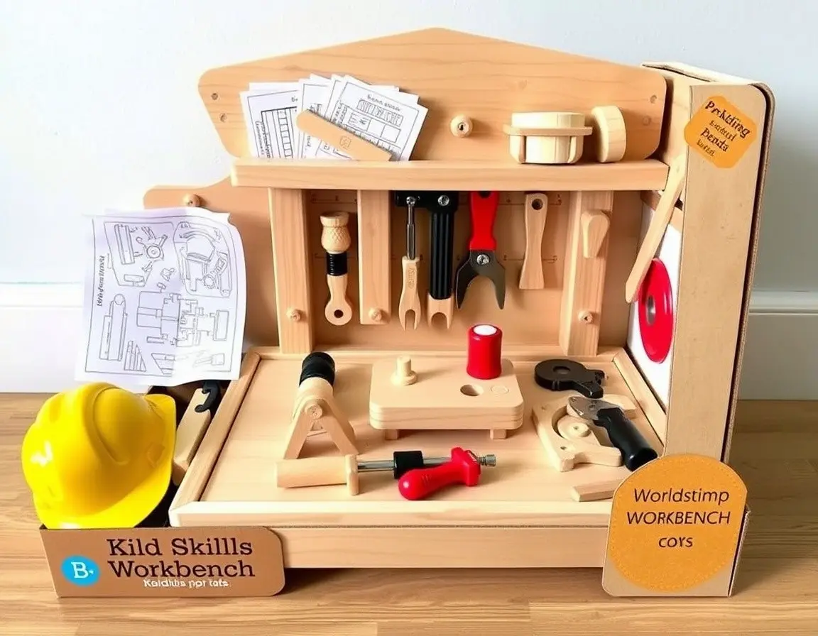 Établi d'atelier en bois pour enfants