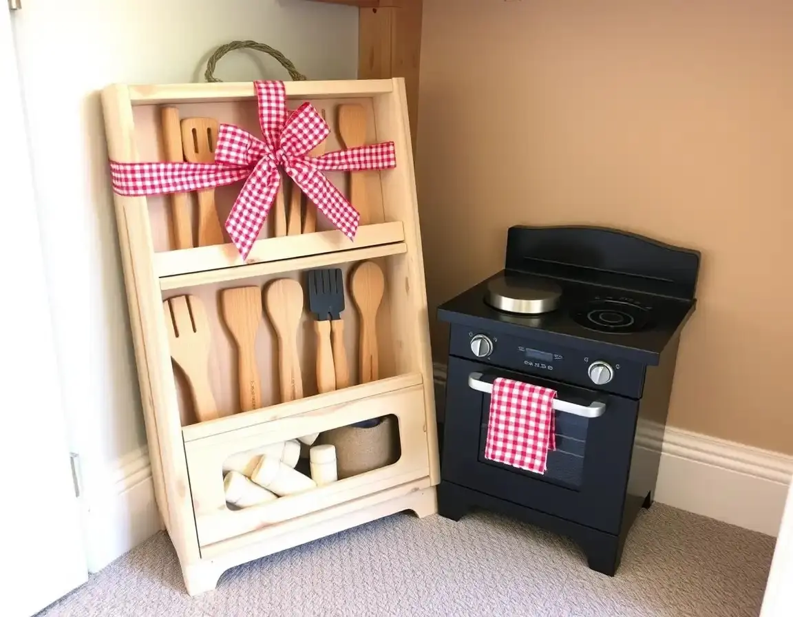 Ensemble d'accessoires de cuisine de jeu en bois