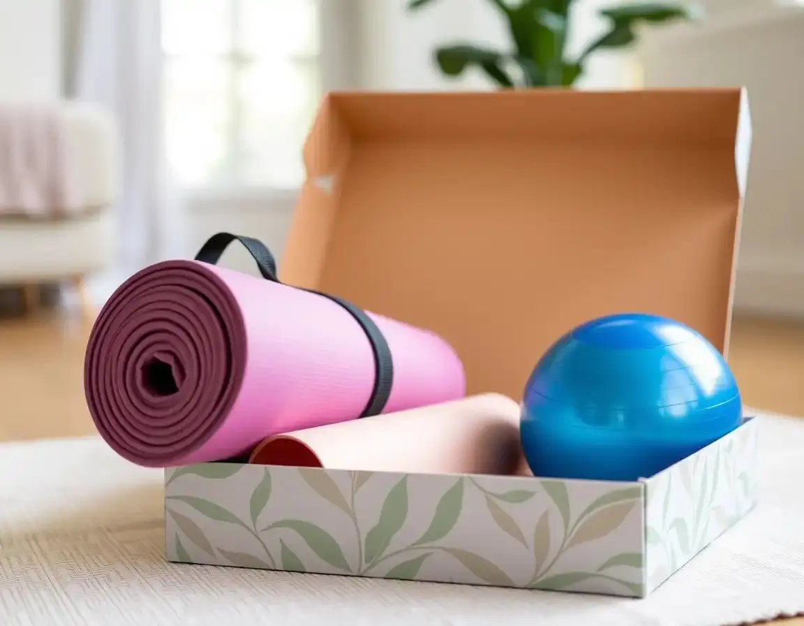 Tapis de yoga antidérapant et ballon d'exercice