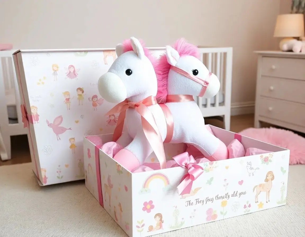 Cheval à bascule en peluche animal, cadeau grand format pour fille de 2 ans