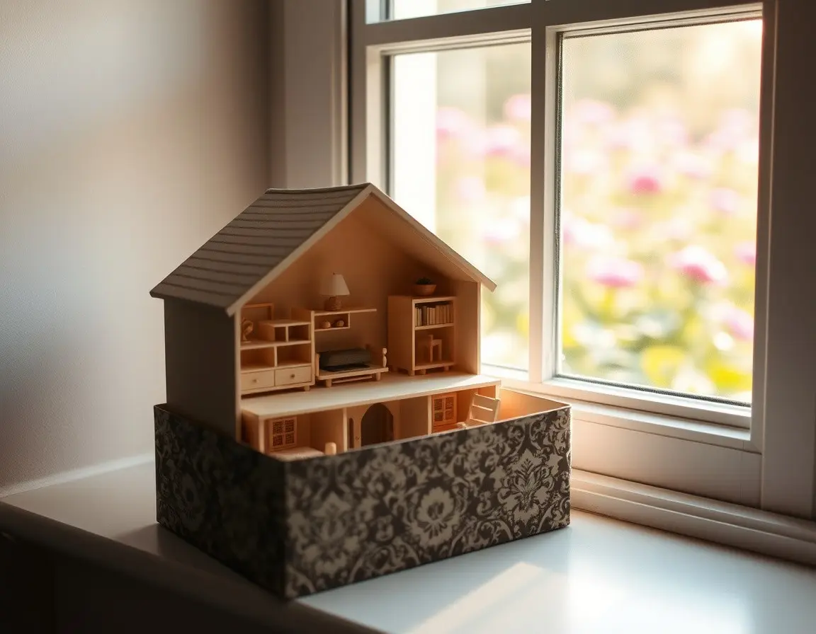 Petite maison de poupée en bois avec meubles