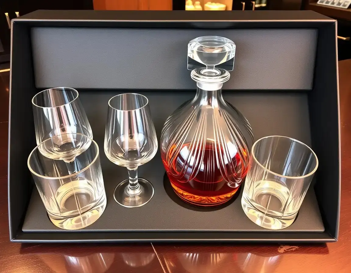 Ensemble de carafe à whisky en cristal