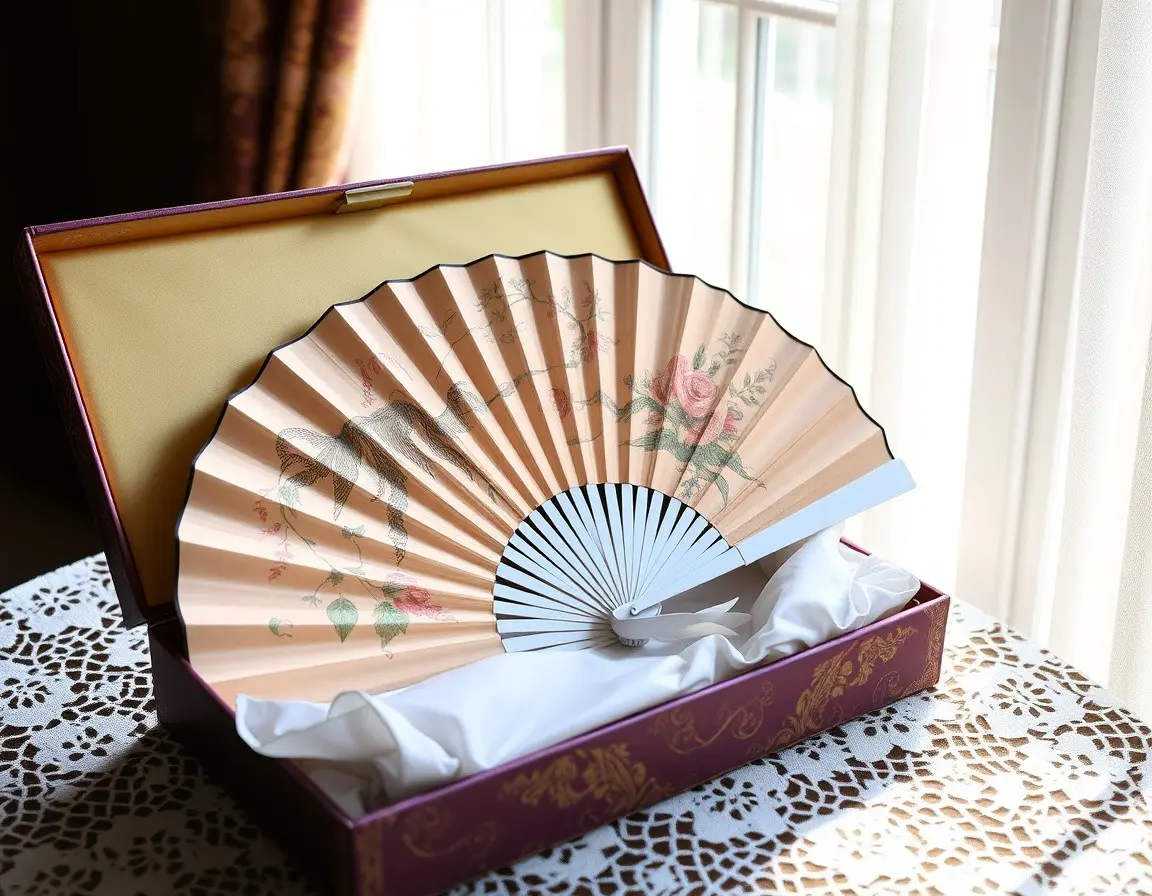 Éventail pliant en soie peint à la main