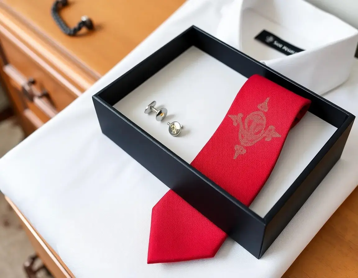 Ensemble Cravate et Boutons de Manchette en Soie de Luxe