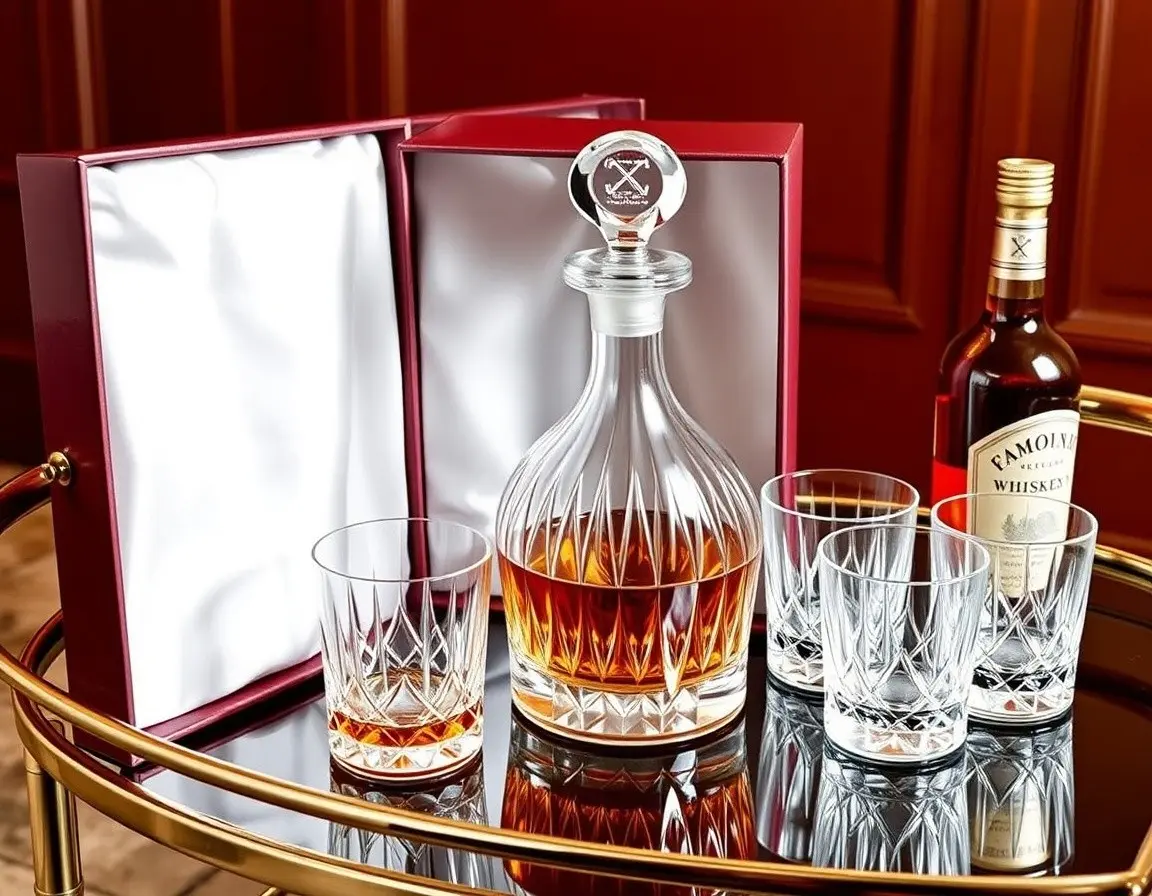 Set de Carafe et Verres à Whiskey en Cristal