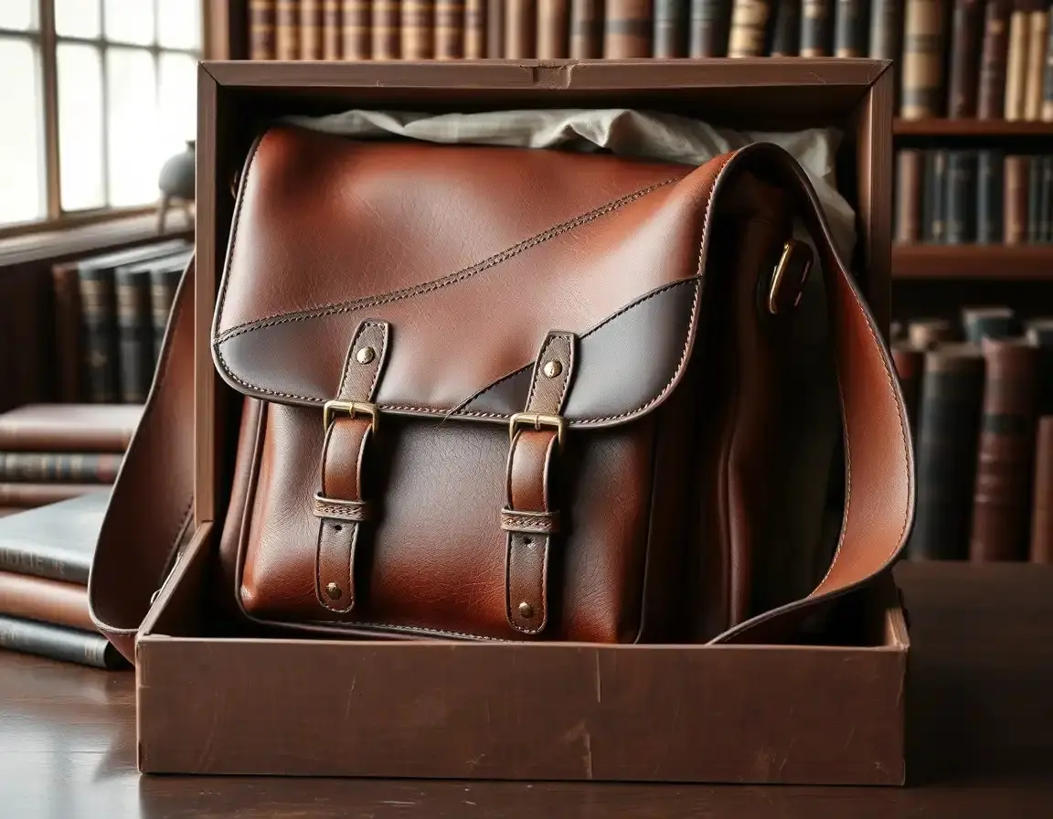 Sac Messager en Cuir Véritable Vintage